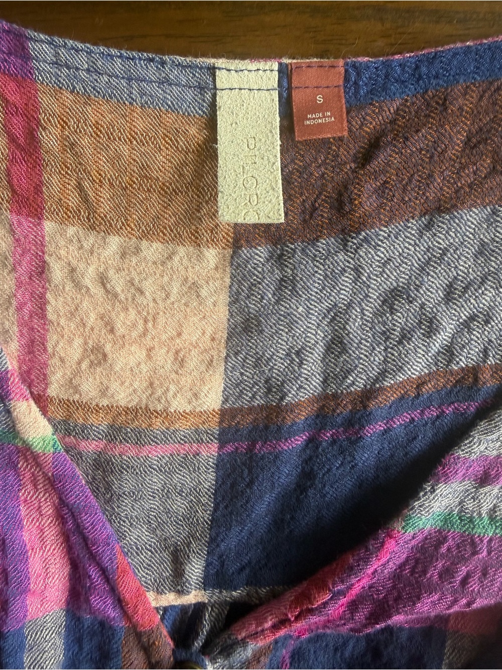 Pilcro Anthropologie Plaid Boho Peplum Top V-Neck Smocked Waist Cottagecore S - Picture 11 of 11